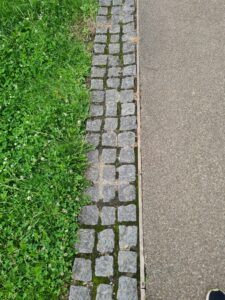 tarmac, block paving and grass