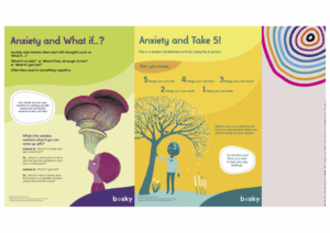Two of our emotions posters from Bosky's Emotions Poster Pack 'Anxiety and What if...?' and 'Anxiety and Take 5'