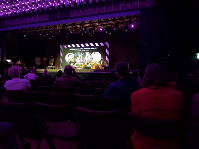 Conference room and panel discussion on 'creativity' at New Century Hall, Manchester, for the GMCA Creative Industries Exchange, April 2026